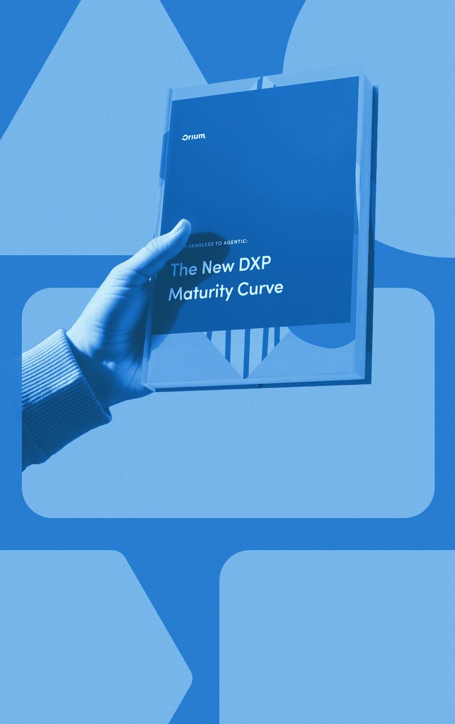 A hand holds the DXP Maturity Curve report against a patterned background.